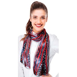 CBC Crown Patriotic USA Flag American Flag Star Scarf Fashion Novelty Scarves 13"x 60" or 35" x 35" (STRIPE - NAVY)