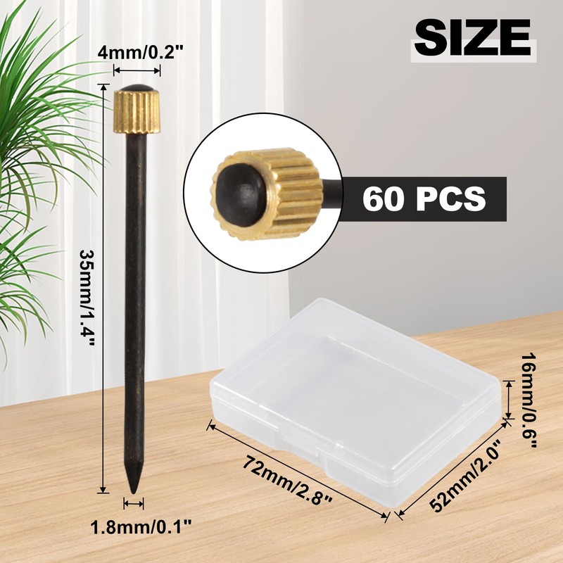 SPEEDWOX 60pcs Brass Nails Round Head Nominal Diameter 1.8mm x