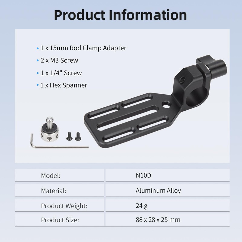 Nitze 15mm Rod Clamp Adapter with Mounting Plate for Monitor,