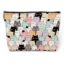 Cute Cat Makeup Bag Cat Gifts Cat Lover Gifts for Women Cat Stuff Decor Kawaii Cat Christmas Birthday Gifts for Women Animal Pet Owner Girl Daughter Best Friend Her Niece Sister Travel Toiletry Bag