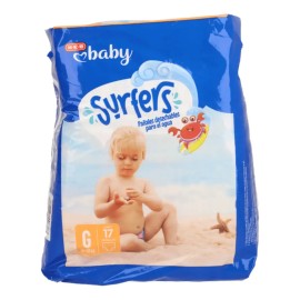 Pañales para Agua HEB Baby Surfers, Talla Grande (G), 17 Unidades