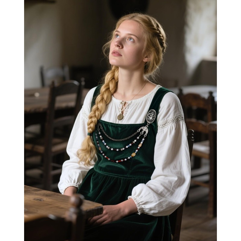 L'VOW Viking Apron Brooch Chains Cloak Clasp Brooches with Chain