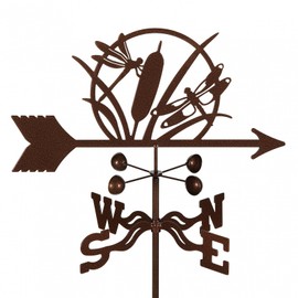 EZ Vane Dragonfly Weathervane — 4-Sided Mount, Wind Cups, Antique Copper Finish, Steel with Durable Triple Powder Coating, Handcrafted in USA