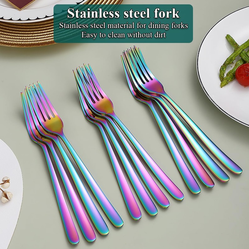 Kyraton Rainbow Dinner Forks Set of 12 Pieces, 20.8cm Titanium
