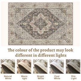 Tangsoo Vintage Rug 2x3 Washable Rug for Entryway, Non Slip Small Area Rug, Indoor Front Door Rug, Print Distressed Grey/Brown Door Mat Carpet, Soft Low Pile Rugs for Entrance Kitchen Bedroom Bathroom