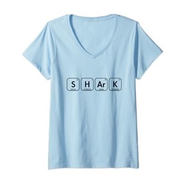 Shark Periodic Table Of Elements White Whale Lover Shark V-Neck T-Shirt