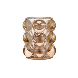 SLHEQING Makeup Brush Holder Glass and Brass Handmade Cosmetic Brush Storage for Brushes, Eyeliner, Pen, Lipstick and More (Brown)