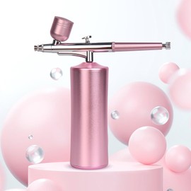 KADS Nail Cordless Airbrush Nail Spray Gun with Air Compressor, Portable Cordless Auto Airbrush Gun Kit, Rechargeable Handheld Airbrush Set (Pink)