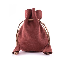 Battle-Merchant Leather Bag Money Cat Purse Made of Suede Viking Medieval LARP, red