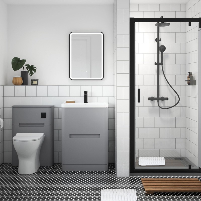 Shower Mat, White, 48 x 48 cm, Square Shower Mat,