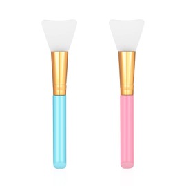 WLLHYF Silicone Face Mask Brushes, 2 PCS Facial Mud Mask Beauty Tool Applicator Brush Soft Hairless Body Lotion Moisturizers Applicator Sector Brush Makeup Tools For Women Girls (Blue Pink)