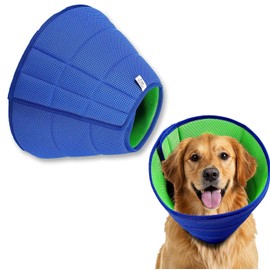 Soft Dog Cone Collar,Adjustable Spay/Neuter Recovery Neck and Head Collar, Soft Dog Tapered Collar for Large/Medium/Small Pets (Blue, S)