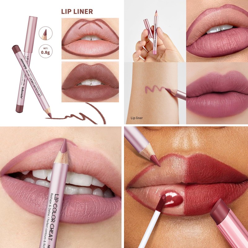 3 Pcs Matte Lipstick Lip Liner Stain Pencil Set with