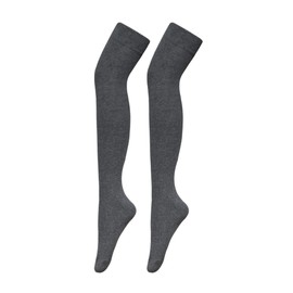 Bestjybt Women Thigh High Socks Cotton Warm Over the Knee Socks Long Knee High Boot Stockings Leg Warmer (US, Alpha, One Size, Plus, Regular, Dark Grey)