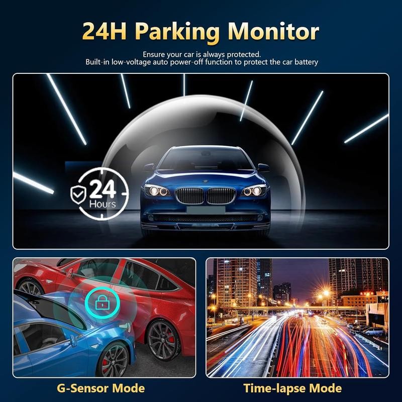 WiFi 360° Dash Cam Front and Rear Inside,4 Channel 3"