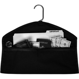 Coehaopike Hanger Diversion Safe - Water-Resistant Hidden Pocket Safe, Hides Under Hanging Clothes | Diversion Hanger Fireproof Safe with Pocket to Hide Valuables for Home or Travel, Black, 44.5x32cm