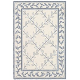 SAFAVIEH Easy Care Collection 2' x 3' Ivory / Light Blue EZC430A Hand-Hooked Trellis Country Accent Rug