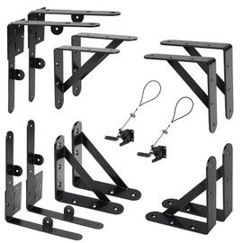 Mofeez Fence Gate Kit Iron Gate Hardware with Gate Latch for Wooden Fences, Shed Doors, Heavy Duty Anti Sag Gate Corner Brace Bracket (2 Sets)