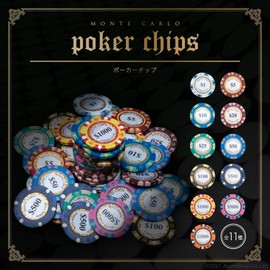AngeliqueShop Monte Carlo Poker Chip Set of 25 Pieces - Poker Casino Coin (25 Dollars x 25 Pieces)