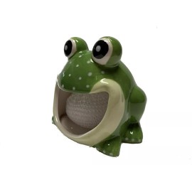 Merz67 LLC FROG Scrubby Ceramic Holder with Scrubbie Sponge Kitchen Sink Scouring Pad Caddy