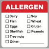 2x2 Inch 300 PCS Allergen Warning Stickers Labels Food Rotation