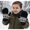 Kids Winter Soft Warm-Knit-Mittens, Boys-Girls Snowflake-Print Warmly Double-Layer Snow-Mittens Ski-Gloves