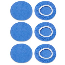 Qjaiune 6 PCS Car Buffing Pads for 9-10 Inch Orbital Polisher, Microfiber Polishing Pad Buffer Polisher Bonnets, 9-10 Inch Polishing Pads Cover Waxing Pads for Car Detailing (Light Blue)