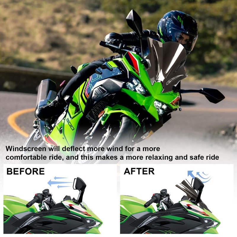 Windshield for NINJA500 SE 2024 2025, PSLER Windscreen Double Bubble
