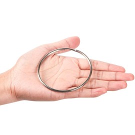 3 Inch Flat Key Rings - Very Large Split Key Rings - Silver Steel Round Edged Circular Keychain Ring Clips - Sturdy Key Chain Ring Connector (Pack of 10)