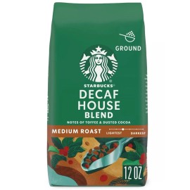 Starbucks House Blend Decaf Medium Roast Ground Coffee 12 oz