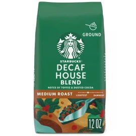 Starbucks House Blend Decaf Medium Roast Ground Coffee 12 oz