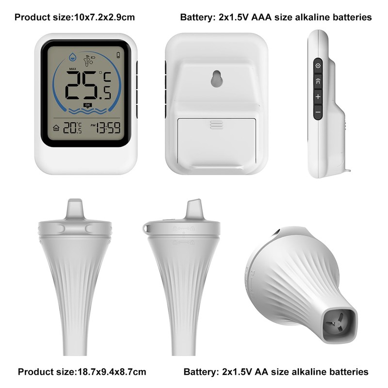 Wireless Pool Thermometer, IP68 Waterproof, 50 m Range (80-120 m