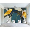 WXHFM - Golden Botanical Leaf wallpeper Living Room Bedroom Wall