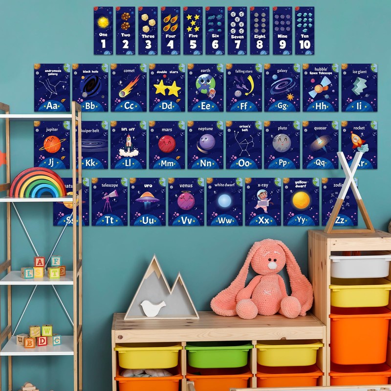 Harloon 56 Pcs Outer Space Alphabet Number Bulletin Board Galaxy
