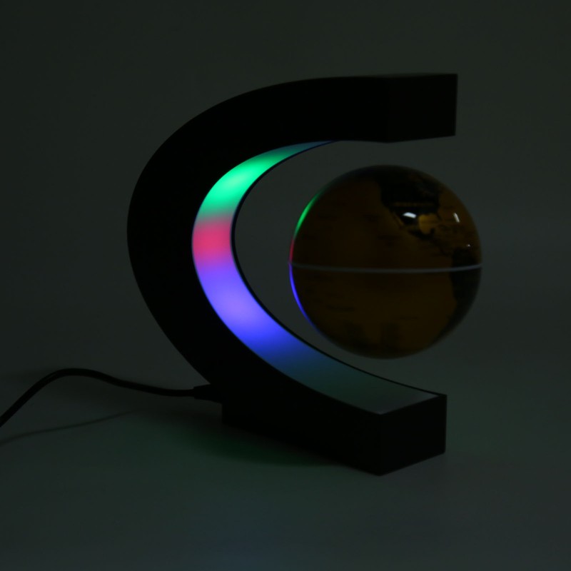 Magnetic Levitation Globe Golden Built in LED Frosted Texture C