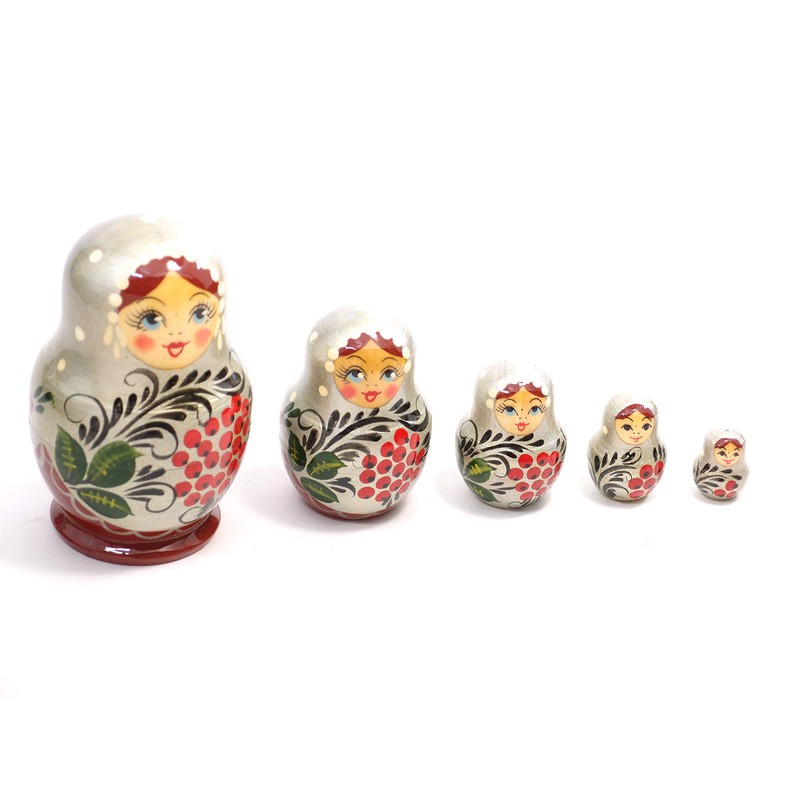 Semenov Matryoshka 5 Piece Headband "Berry" (Made in Russia) (SILVER)