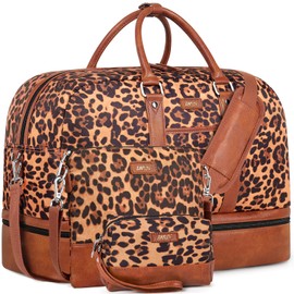 Weekender Bags for Women, Large Overnight Bag Canvas Travel Duffel Bag Carry On Tote with Shoe Compartment 21" 3Pcs Set