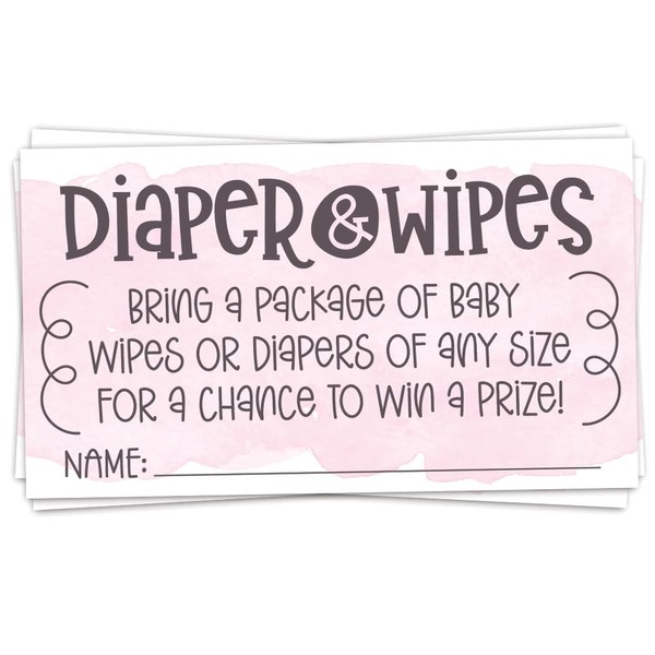 50 Pink Diaper and Wipes Raffle Tickets - Girl Baby
