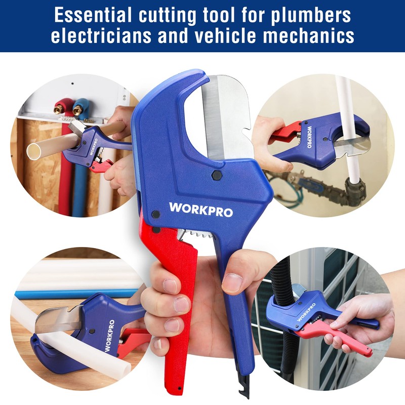 WORKPRO Ratchet PVC Pipe Cutter Tool, Up to 2-1/2", Pex