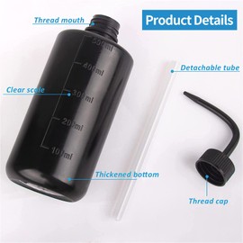 UPTATSUPPLY Pack of 3 Tattoo Bottle Squeeze Wash Bottle Comfortable Green Soap Supply Washing Tattoo Accessories (500 ml Black)