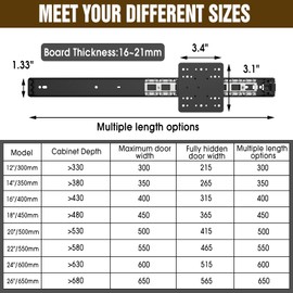 Pocket Door Slides 16in Heavy Duty Hardware Kit with Pivot Hinge for Cabinet Wardrobe Silent Retractable System for Inset Doors 2Pcs