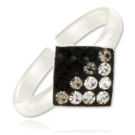 Toe Ring with Square Black Crystal Mix
