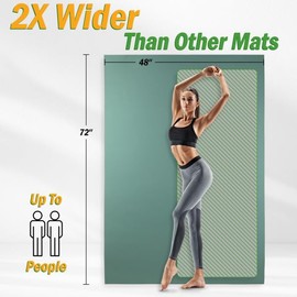 Large Yoga Mat - 6’x4’ Wide Exercise Mat - 8mm Thick Non-Slip Workout Mat - Gym Flooring for Home Gym Workouts, Pilates, Stretching by Wakeman (Mint)