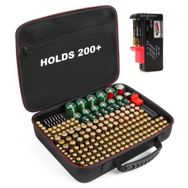 Battery Organizer Storage Case with Tester (BT168),Battery Holder Box Vault Case Waterproof, Large Capacity Batteries Carrying Case Container Bag Fit for 200+ Batteries AA AAA C D 9V