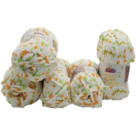 5 x 100 g Himalaya Dolphin Baby Colours Knitting Wool, Baby Wool, Multicoloured, 500 g Knitting Yarn Super Bulky (White Green Salmon 80401)