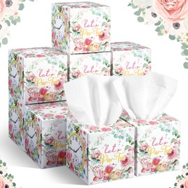 Fourluoo 12 Pack Valentine's Day Facial Tissues Cube Boxes Face Tissue Box 600 Sheets 3 Ply Small Square Tissues Bulk for St. Patrick Spring Easter Car Bedroom Supplies(Watercolor Roses)