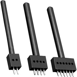 MOLATE 3-Piece Round Hole Punch Set, Leather Craft Tools, Leather Products, Tool Punch, Drilling Spacing, 0.2 inches (5 mm), Perforation, Inner Seam, 246 Teeth