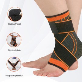 Celiodd Pack of 2 Ankle Bandages, Foot Bandages, Ankle Bandages, Ankle Bandages, Protects Men and Women Sports, Protect Ligament Sprains (Orange Colour, L)