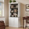 IDEALHOUSE White Bookshelf with Doors & Storage Cabinet, 5-Tier Tall