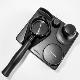 Normcore Compact Tamping Station - Espresso Black Tamper Station Base - Genuine American Black OAK Tamper Holder - Wooden Coffee Portafilters Stand Base For 54 /58mm Espresso Machine Accessories
